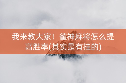 我来教大家！雀神麻将怎么提高胜率(其实是有挂的)