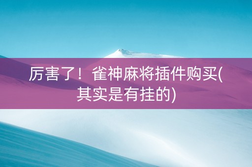 厉害了！雀神麻将插件购买(其实是有挂的)