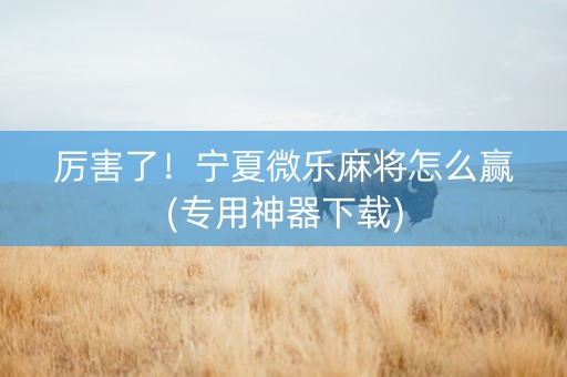 厉害了！宁夏微乐麻将怎么赢(专用神器下载)