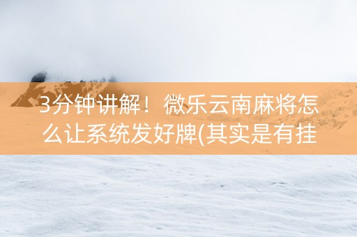 3分钟讲解！微乐云南麻将怎么让系统发好牌(其实是有挂确实有挂)
