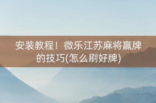 安装教程！微乐江苏麻将赢牌的技巧(怎么刷好牌)