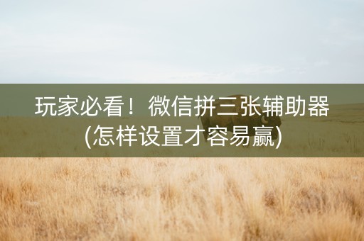玩家必看！微信拼三张辅助器(怎样设置才容易赢)
