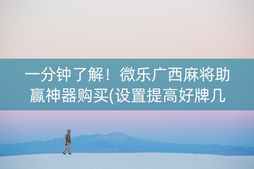 一分钟了解！微乐广西麻将助赢神器购买(设置提高好牌几率)