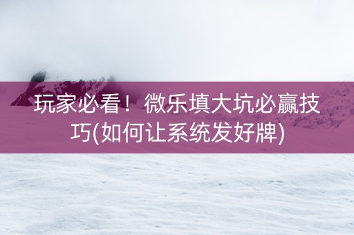 玩家必看！微乐填大坑必赢技巧(如何让系统发好牌)