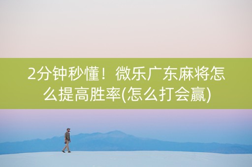 2分钟秒懂！微乐广东麻将怎么提高胜率(怎么打会赢)