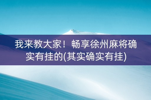 我来教大家！畅享徐州麻将确实有挂的(其实确实有挂)
