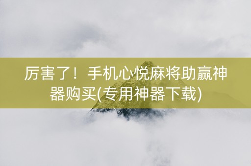 厉害了！手机心悦麻将助赢神器购买(专用神器下载)
