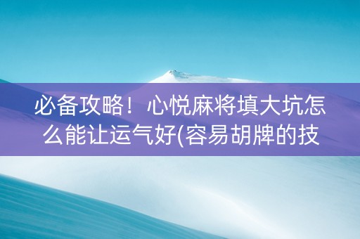 必备攻略！心悦麻将填大坑怎么能让运气好(容易胡牌的技巧)