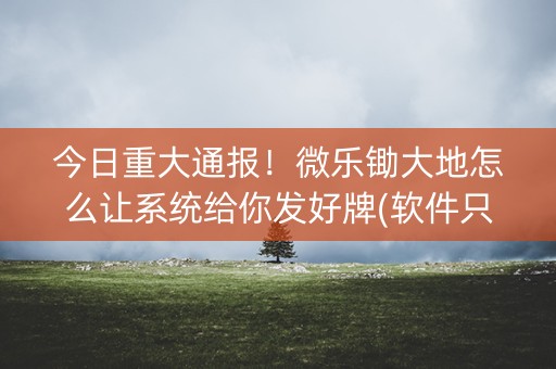 今日重大通报！微乐锄大地怎么让系统给你发好牌(软件只赢不输)