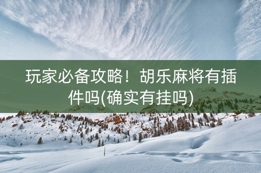 玩家必备攻略！胡乐麻将有插件吗(确实有挂吗)