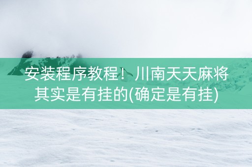 安装程序教程！川南天天麻将其实是有挂的(确定是有挂)