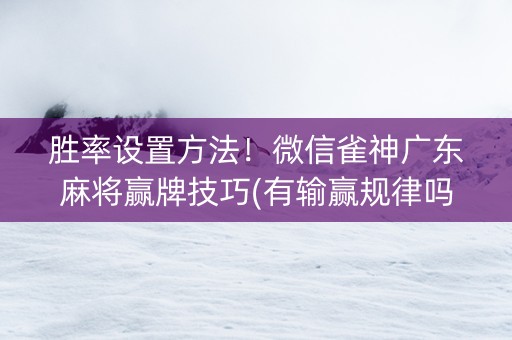 胜率设置方法！微信雀神广东麻将赢牌技巧(有输赢规律吗)
