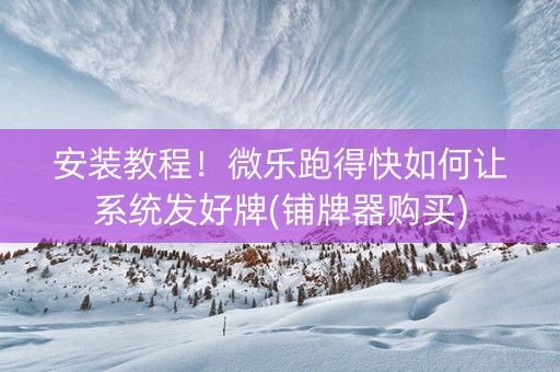 安装教程！微乐跑得快如何让系统发好牌(铺牌器购买)