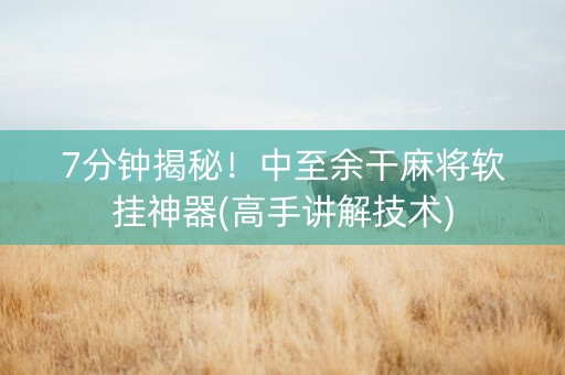 7分钟揭秘！中至余干麻将软挂神器(高手讲解技术)
