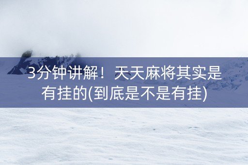 3分钟讲解！天天麻将其实是有挂的(到底是不是有挂)