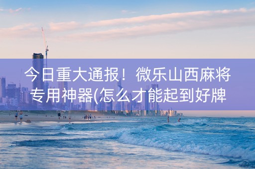 今日重大通报！微乐山西麻将专用神器(怎么才能起到好牌)