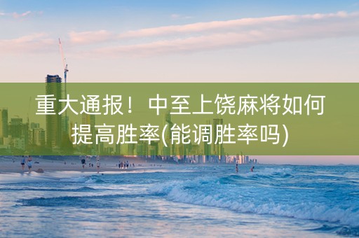 重大通报！中至上饶麻将如何提高胜率(能调胜率吗)