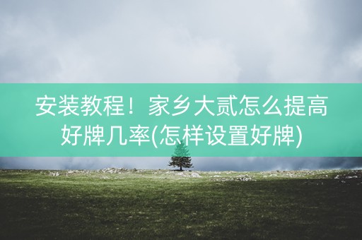 安装教程！家乡大贰怎么提高好牌几率(怎样设置好牌)