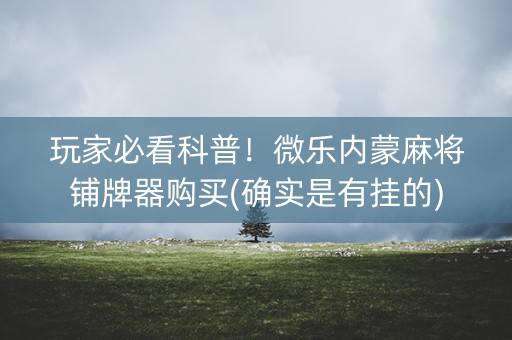 玩家必看科普！微乐内蒙麻将铺牌器购买(确实是有挂的)