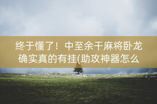 终于懂了！中至余干麻将卧龙确实真的有挂(助攻神器怎么才会赢)