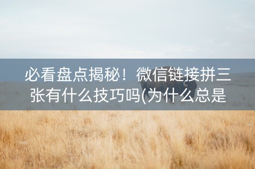 必看盘点揭秘！微信链接拼三张有什么技巧吗(为什么总是输)