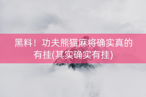 黑料！功夫熊猫麻将确实真的有挂(其实确实有挂)