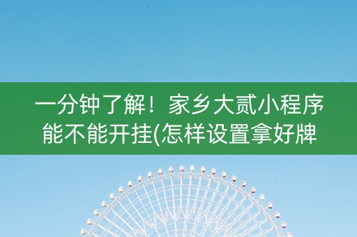 一分钟了解！家乡大贰小程序能不能开挂(怎样设置拿好牌)