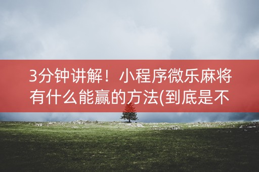 3分钟讲解！小程序微乐麻将有什么能赢的方法(到底是不是有挂)