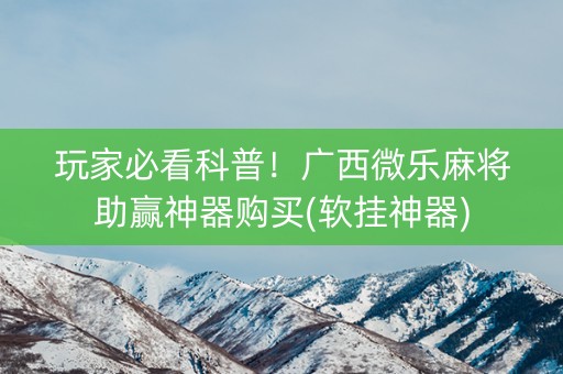 玩家必看科普！广西微乐麻将助赢神器购买(软挂神器)