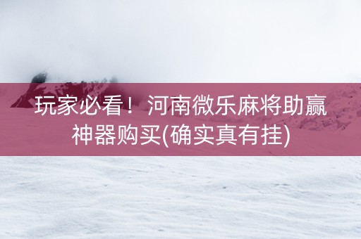 玩家必看！河南微乐麻将助赢神器购买(确实真有挂)