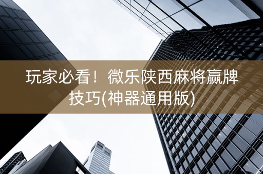 玩家必看！微乐陕西麻将赢牌技巧(神器通用版)