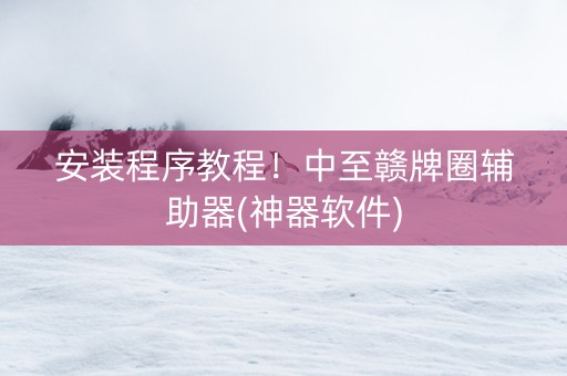 安装程序教程！中至赣牌圈辅助器(神器软件)