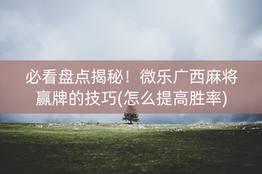 必看盘点揭秘！微乐广西麻将赢牌的技巧(怎么提高胜率)
