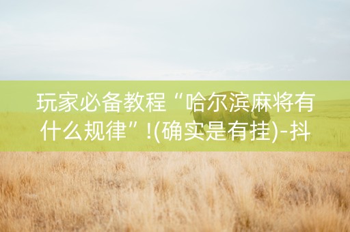 玩家必备教程“哈尔滨麻将有什么规律”!(确实是有挂)-抖音