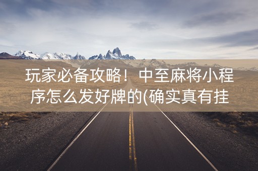 玩家必备攻略！中至麻将小程序怎么发好牌的(确实真有挂)