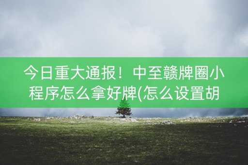 今日重大通报！中至赣牌圈小程序怎么拿好牌(怎么设置胡牌)