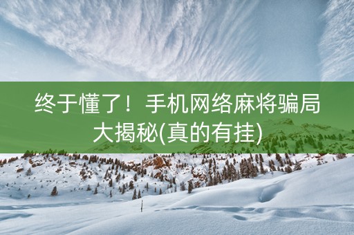终于懂了！手机网络麻将骗局大揭秘(真的有挂)