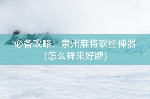 必备攻略！泉州麻将软挂神器(怎么样来好牌)