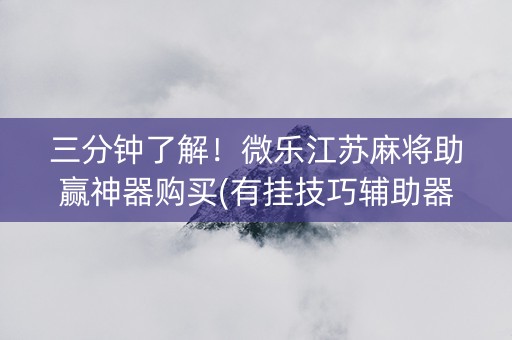 三分钟了解！微乐江苏麻将助赢神器购买(有挂技巧辅助器)