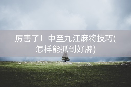 厉害了！中至九江麻将技巧(怎样能抓到好牌)