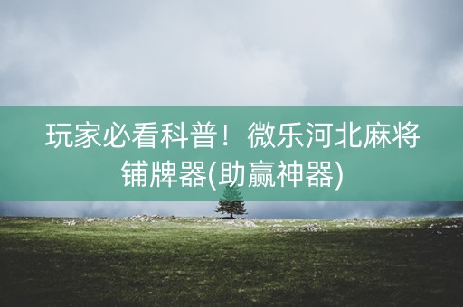 玩家必看科普！微乐河北麻将铺牌器(助赢神器)