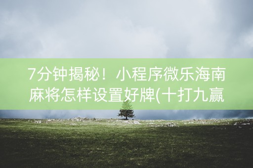 7分钟揭秘！小程序微乐海南麻将怎样设置好牌(十打九赢的打法)