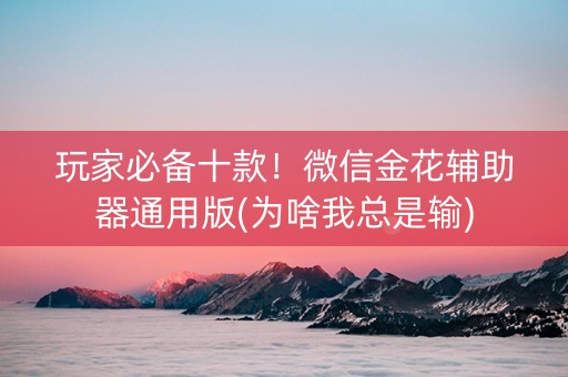 玩家必备十款！微信金花辅助器通用版(为啥我总是输)