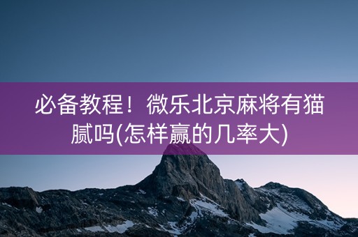 必备教程！微乐北京麻将有猫腻吗(怎样赢的几率大)