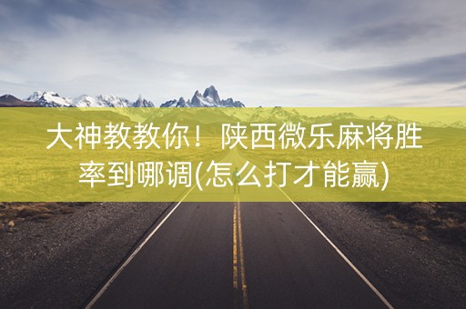 大神教教你！陕西微乐麻将胜率到哪调(怎么打才能赢)