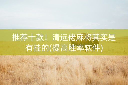 推荐十款！清远佬麻将其实是有挂的(提高胜率软件)