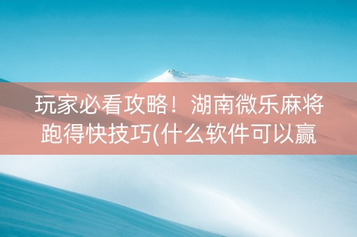 玩家必看攻略！湖南微乐麻将跑得快技巧(什么软件可以赢)