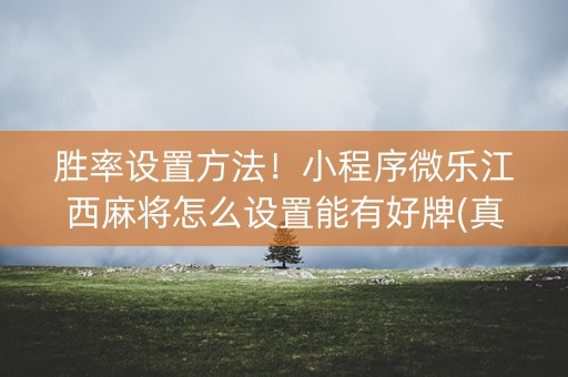 胜率设置方法！小程序微乐江西麻将怎么设置能有好牌(真的有挂确实有挂)