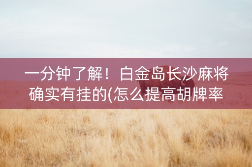 一分钟了解！白金岛长沙麻将确实有挂的(怎么提高胡牌率)