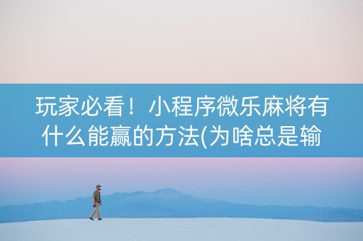 玩家必看！小程序微乐麻将有什么能赢的方法(为啥总是输)